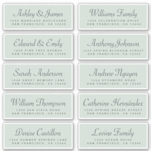 Chic Calligraphy Green Guest Address Labels