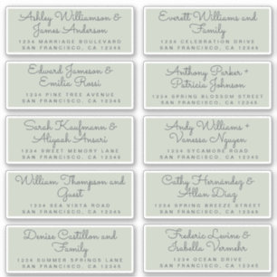 Chic Calligraphy Green Guest Address Labels