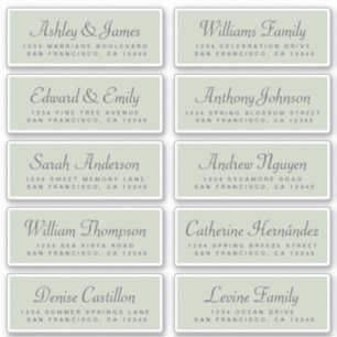 Chic Calligraphy Green Guest Address Labels