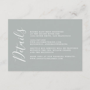 Chic Calligraphy Grey Wedding Details Enclosure Card