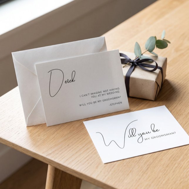 Chic Calligraphy Groomsman Proposal Card (Creator Uploaded)