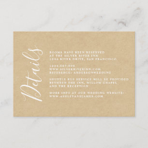 Chic Calligraphy Kraft Paper Wedding Details Enclosure Card
