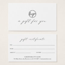 Chic Calligraphy Logo Business Gift Certificate