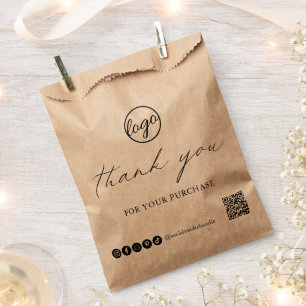 Chic Calligraphy Logo Rustic Thank You Business Favour Bags