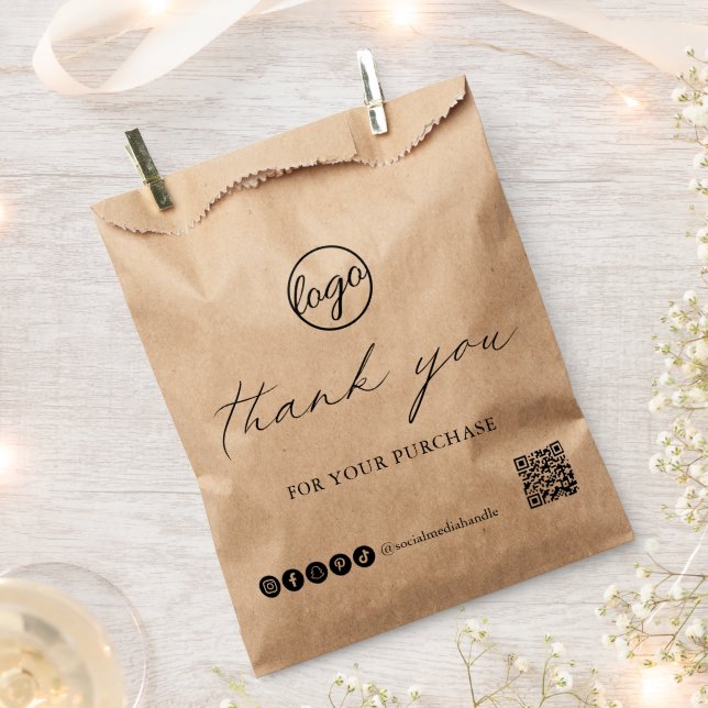 Chic Calligraphy Logo Rustic Thank You Business Favour Bags (Clipped)