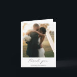 Chic Calligraphy Minimal Photo Simple Wedding Thank You Card<br><div class="desc">Simple Photo Wedding Thank You Card with "thank you" in calligraphy along with your names below your favourite picture.  The inside has your personalised thank you message in black and white.  A minimalist design with chic typography for an elegant touch.</div>