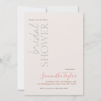 Chic Calligraphy Minimalist Bridal Shower Linen Invitation