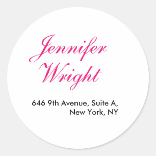 Chic calligraphy minimalist custom name adress classic round sticker
