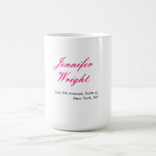 Chic calligraphy minimalist custom name adress coffee mug