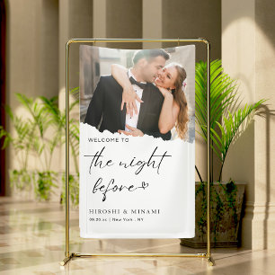 Chic Calligraphy Modern Photo Rehearsal Dinner Banner