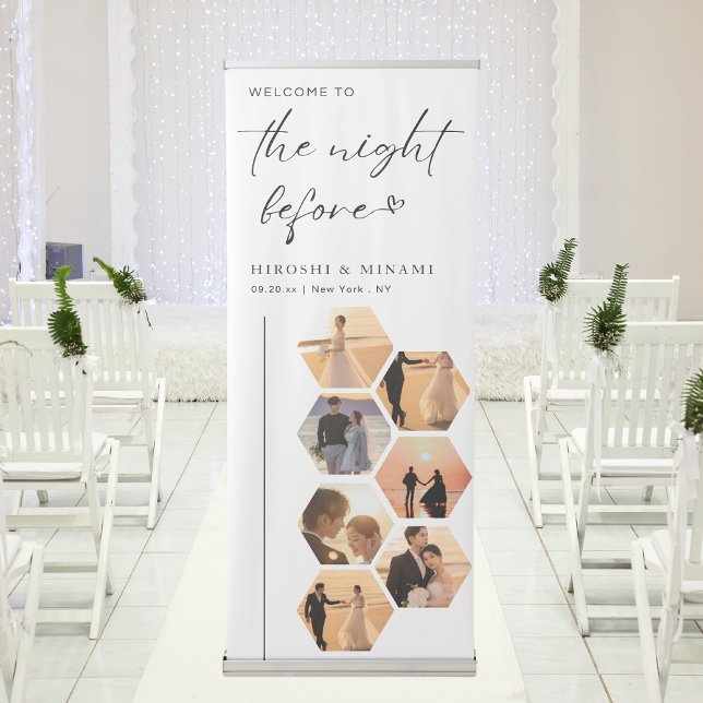Chic Calligraphy Modern Rehearsal Dinner Retractable Banner (Creator Uploaded)