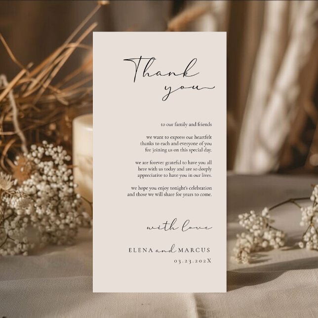 Chic Calligraphy Monogram Wedding Thank You Card  (Creator Uploaded)
