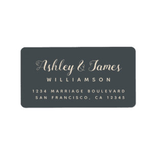 Chic Calligraphy Names Black Ivory Return Address Label