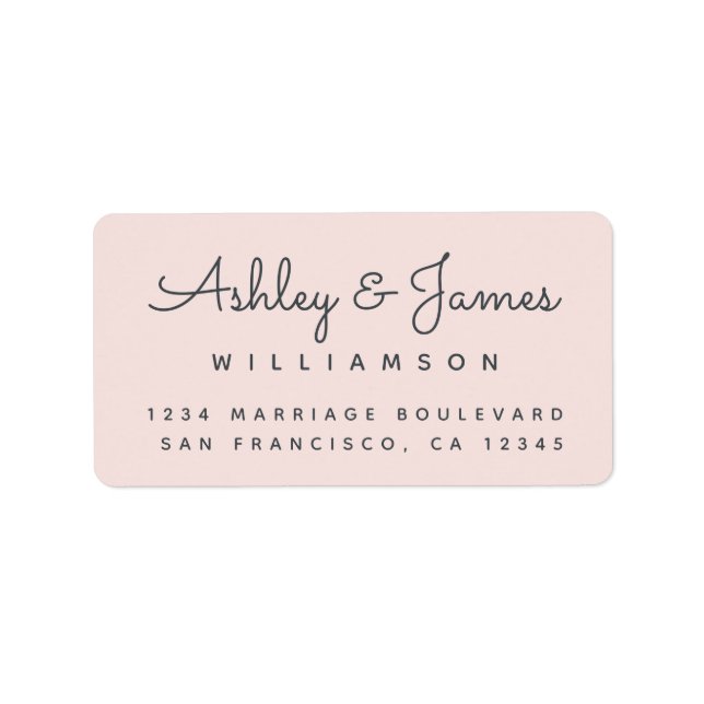 Chic Calligraphy Names Pastel Pink Return Address  Label (Front)