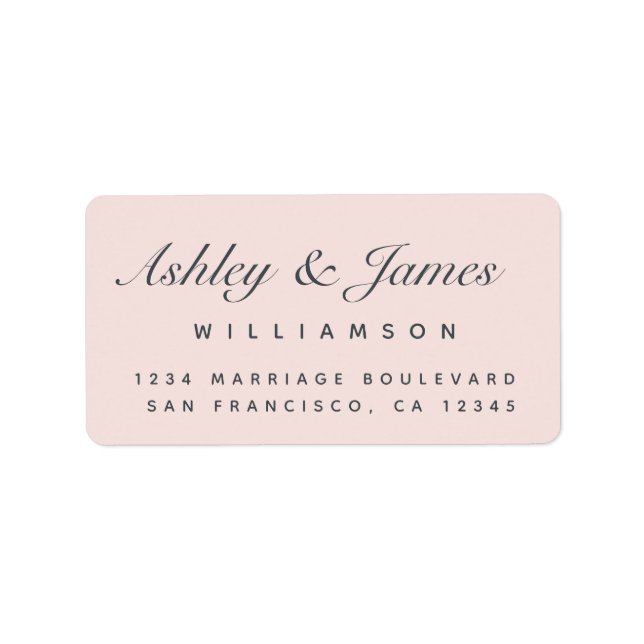 Chic Calligraphy Names Pastel Pink Return Address Label (Front)