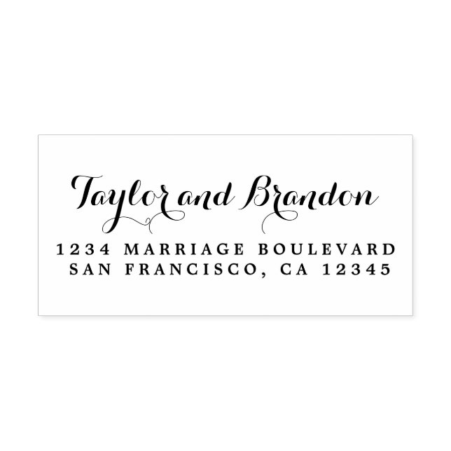 Chic Calligraphy Names Wedding Return Address Self-inking Stamp (Design)