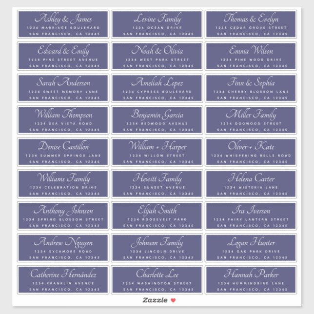 Chic Calligraphy Navy Blue Guest Address Labels (Sheet)