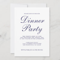 Chic Calligraphy Navy Blue White Dinner Party