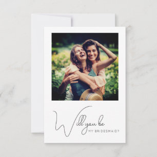 Chic Calligraphy Photo Bridesmaid Proposal Card