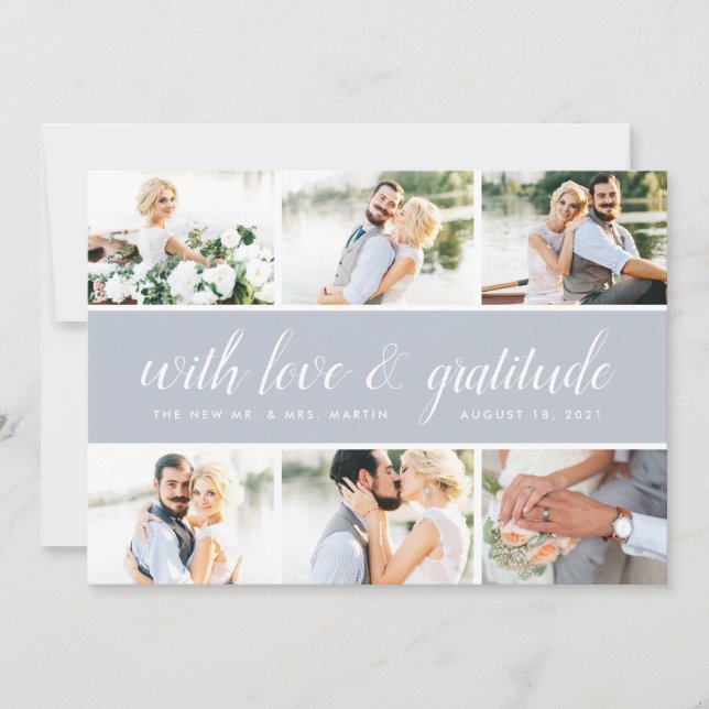 Chic Calligraphy | Photo Collage Wedding Thank You (Front)