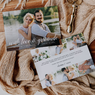 Chic Calligraphy Photo Collage Wedding Thank You Card