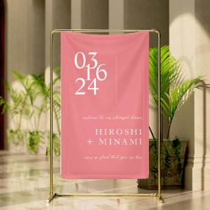 Chic Calligraphy Pink Rehearsal Dinner Welcome Banner