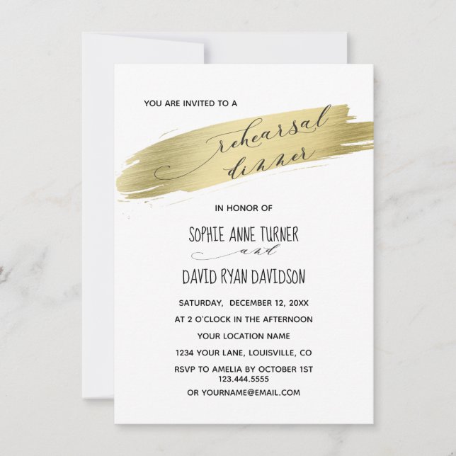 Chic Calligraphy Pink Watercolour Rehearsal Dinner Invitation (Front)