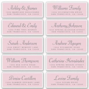 Chic Calligraphy Pink Wedding Guest Address Labels