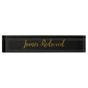 Chic Calligraphy Professional Gold Colour Black Nameplate