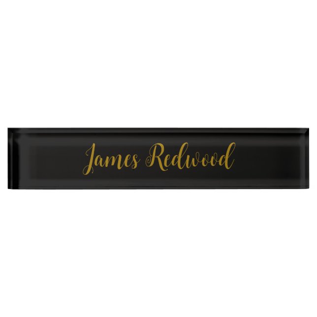 Chic Calligraphy Professional Gold Colour Black Nameplate (Front)