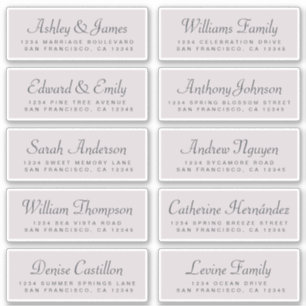 Chic Calligraphy Purple Guest Address Labels