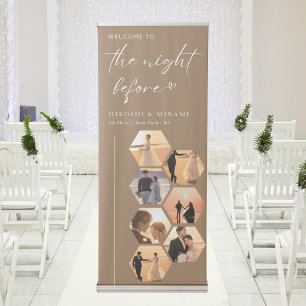 Chic Calligraphy Rehearsal Dinner Hexagon Photo Retractable Banner