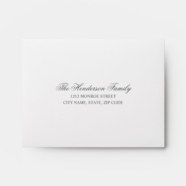 Chic Calligraphy | Return Address Response Card Envelopes (Front)