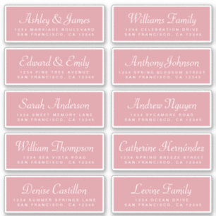 Chic Calligraphy Rose Pink Guest Address Labels