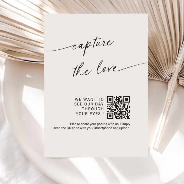 Chic Calligraphy Script Capture The Love QR code  Enclosure Card (Creator Uploaded)