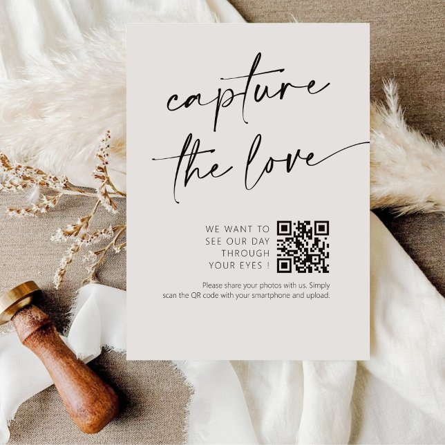 Chic Calligraphy Script Capture The Love QR code  Enclosure Card (Creator Uploaded)