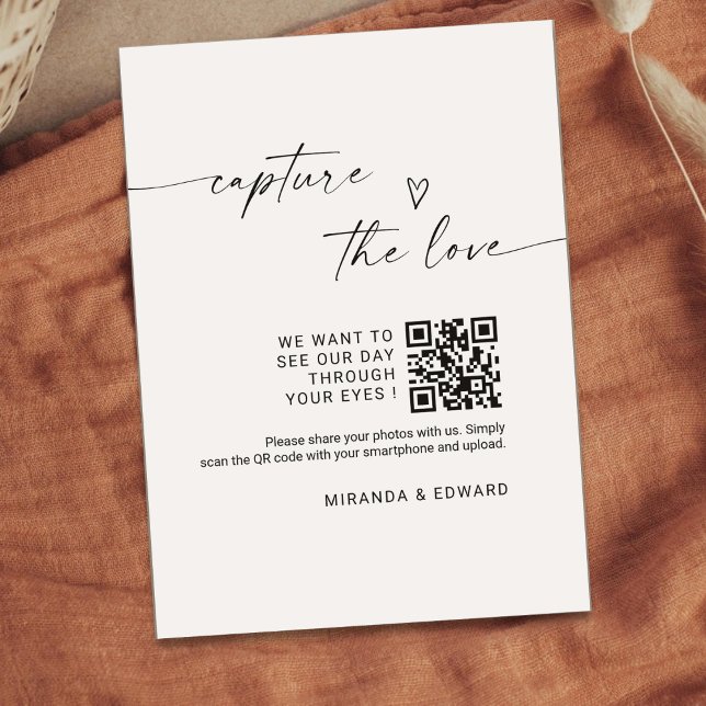 Chic Calligraphy Script Capture The Love QR code  Enclosure Card (Creator Uploaded)