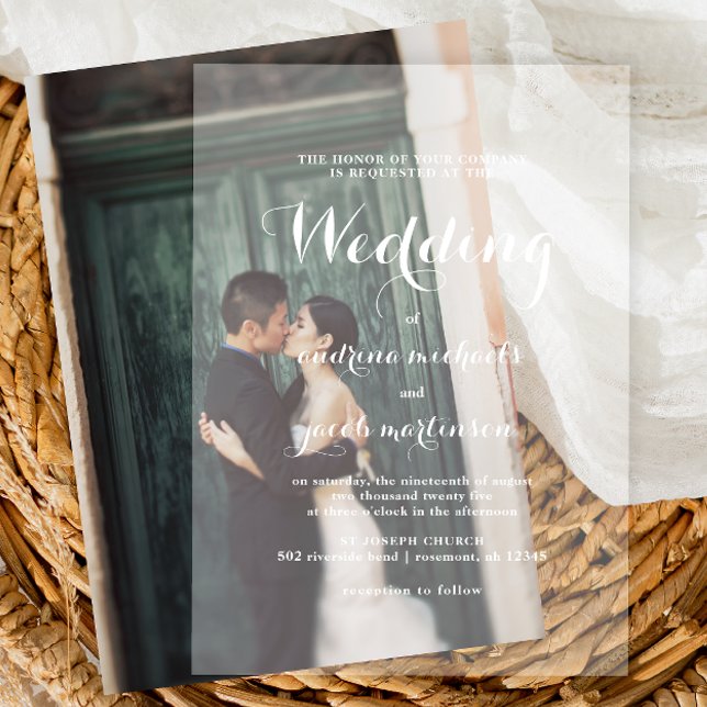 Chic Calligraphy Script Classic Wedding Acrylic Invitations (Creator Uploaded)