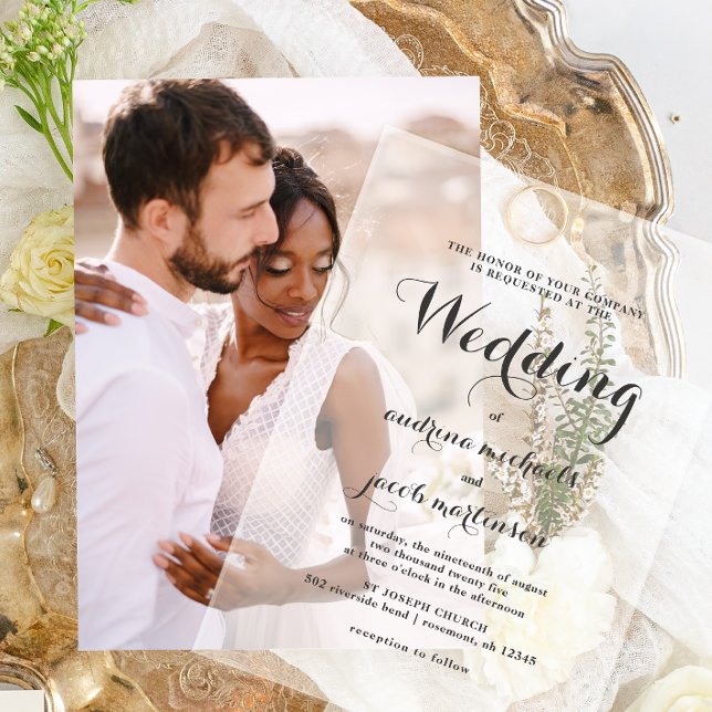 Chic Calligraphy Script Classic Wedding Acrylic Invitations (Creator Uploaded)