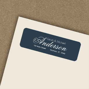 Chic Calligraphy Script Indigo Blue Return Address