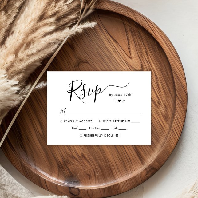 Chic Calligraphy Script Monogram Wedding RSVP Card (Creator Uploaded)