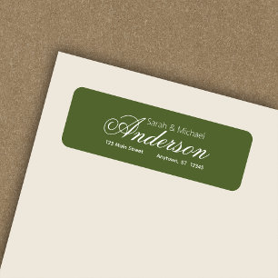 Chic Calligraphy Script Olive Green Return Address