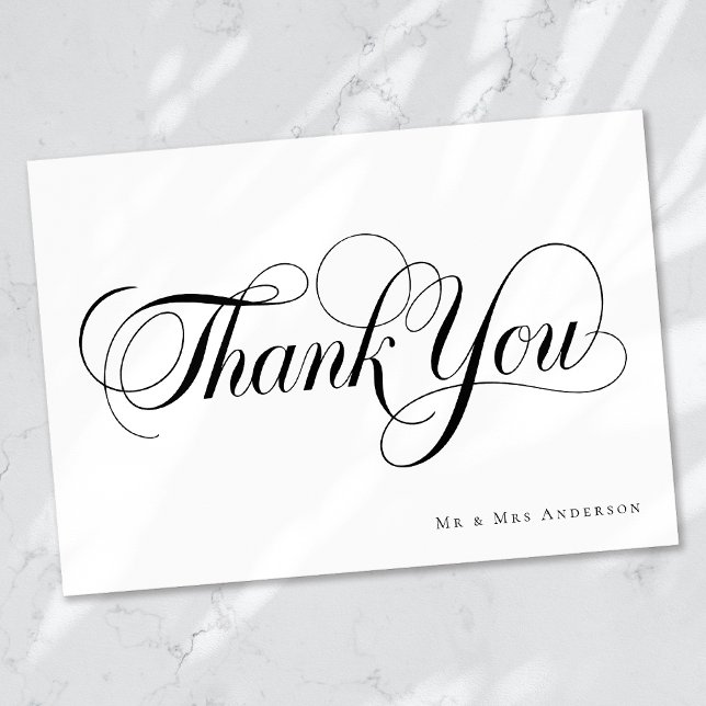 Chic Calligraphy Script Personalised Wedding Thank You Card (Creator Uploaded)
