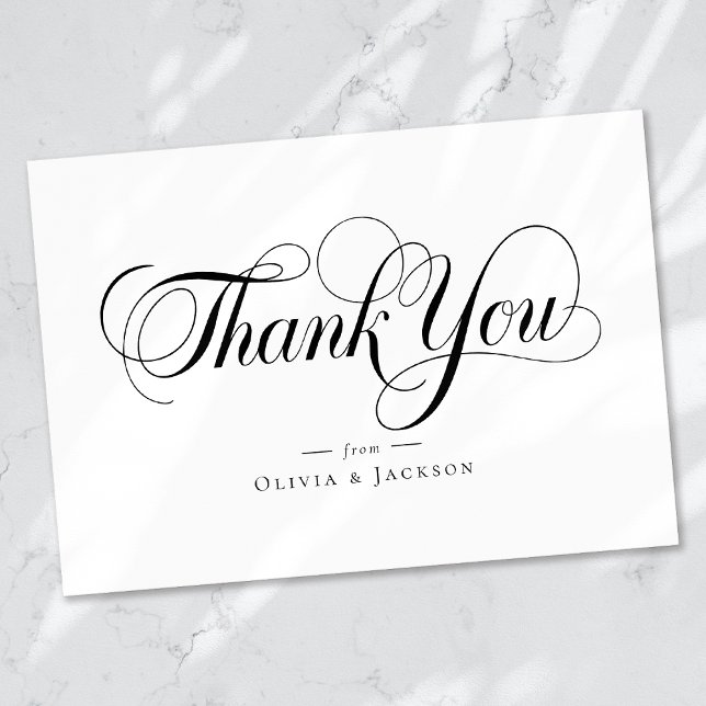 Chic Calligraphy Script Personalised Wedding Thank You Card (Creator Uploaded)