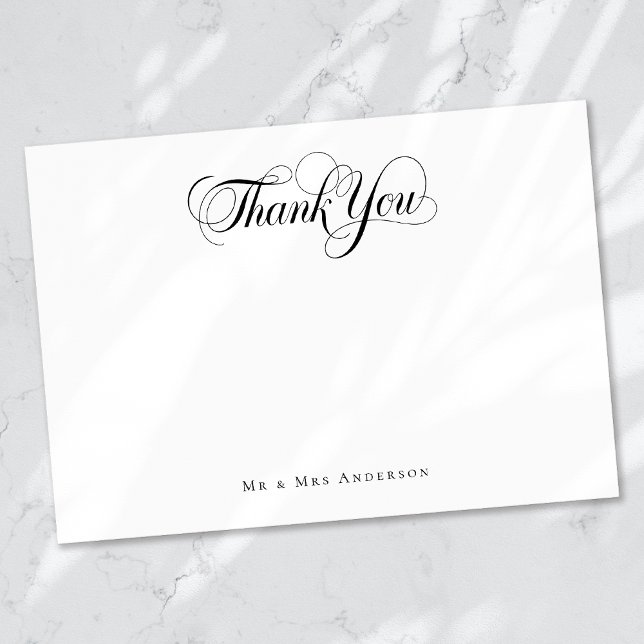 Chic Calligraphy Script Personalised Wedding Thank You Card (Creator Uploaded)