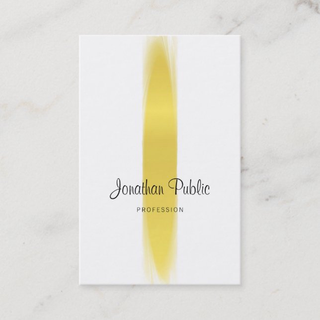 Chic Calligraphy Script Trendy Gold Plain Luxury Business Card (Front)