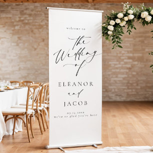 Chic Calligraphy Script Wedding Welcome Retractable Banner