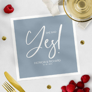 Chic Calligraphy She Said Yes Engagement Party Napkin
