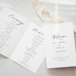 Chic Calligraphy Silver Folded Wedding Program Programme<br><div class="desc">This chic calligraphy silver folded wedding program is perfect for a rustic wedding. The simple and elegant design features classic and fancy script typography in silver. Include a quote or short message,  order of service,  wedding party and thank you message.</div>