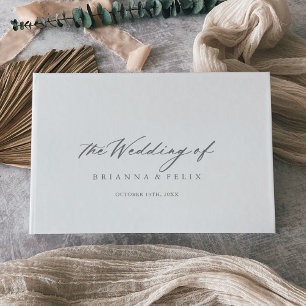 Chic Calligraphy Silver Wedding Guest Book